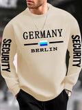 Sudadera informal con estampado de seguridad de Berlín, Alemania, para hombre. Jersey deportivo de punto de poliéster con cuello redondo y ligero estiramiento, ajuste regular, ropa deportiva para otoño/invierno.