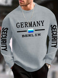 Sudadera informal con estampado de seguridad de Berlín, Alemania, para hombre. Jersey deportivo de punto de poliéster con cuello redondo y ligero estiramiento, ajuste regular, ropa deportiva para otoño/invierno.