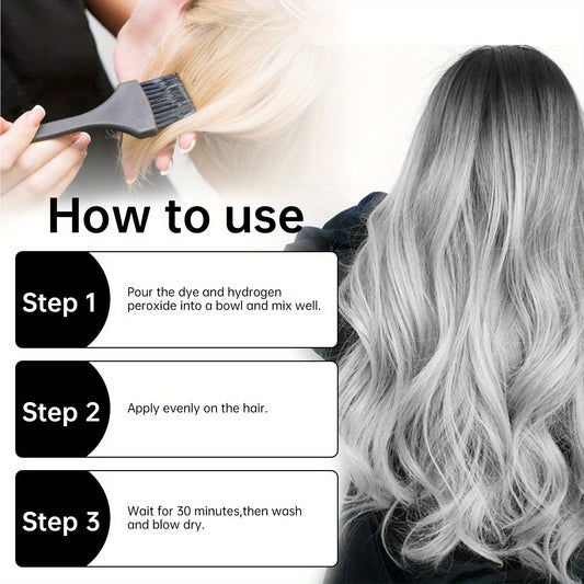 100g YILEST Instant Silvery Gray Hair Dye Cream, Permanent Hair Color, Smooth Transition from Natural Hair to Fashionable Platinum Gray, Easy Renewal, Suitable for All Hair Types and Shades