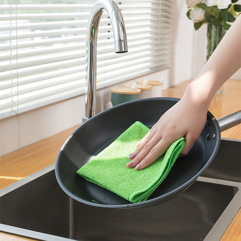 5-Pack Microfiber Cleaning Towels, Ultra-Absorbent Dish Cloths, Scratch-Resistant, Oil & Stain Remover, Multi-Use for Kitchen & Bathroom, Dishwasher Safe, Home Essentials