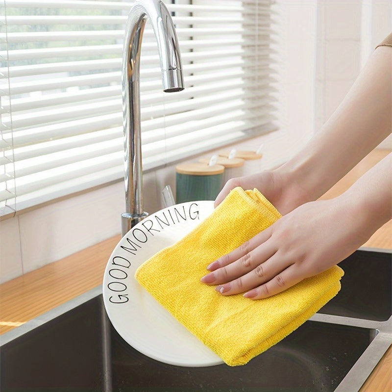 5-Pack Microfiber Cleaning Towels, Ultra-Absorbent Dish Cloths, Scratch-Resistant, Oil & Stain Remover, Multi-Use for Kitchen & Bathroom, Dishwasher Safe, Home Essentials