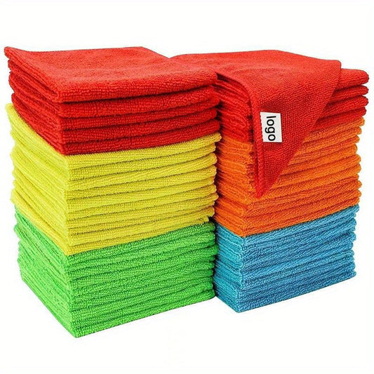 5-Pack Microfiber Cleaning Towels, Ultra-Absorbent Dish Cloths, Scratch-Resistant, Oil & Stain Remover, Multi-Use for Kitchen & Bathroom, Dishwasher Safe, Home Essentials