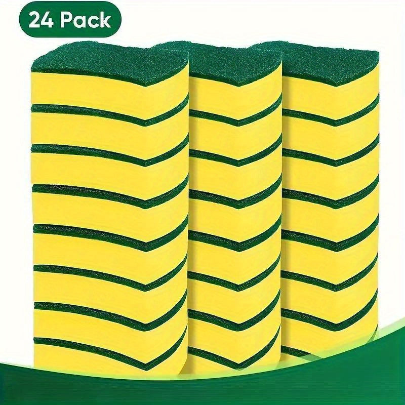 Stackable Kitchen Sponges: Yellow and Green Super Absorbent Scrubbers for Dishes and Pots