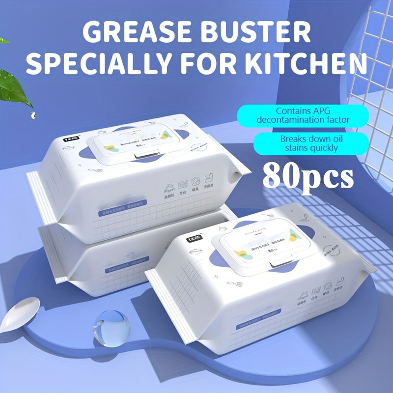 Kitchen Grease Cleaning Wipes, 80-Count Pack, Oil Stain Remover for Appliances & Surfaces, No Electricity Needed – APG Decontamination, Multi-Scene Use: Bedroom, Outdoor, Toilet, Kitchen, Car