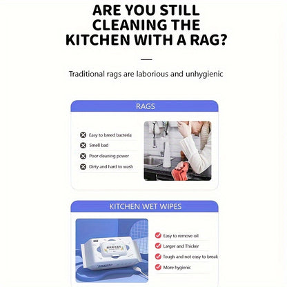 Kitchen Grease Cleaning Wipes, 80-Count Pack, Oil Stain Remover for Appliances & Surfaces, No Electricity Needed – APG Decontamination, Multi-Scene Use: Bedroom, Outdoor, Toilet, Kitchen, Car