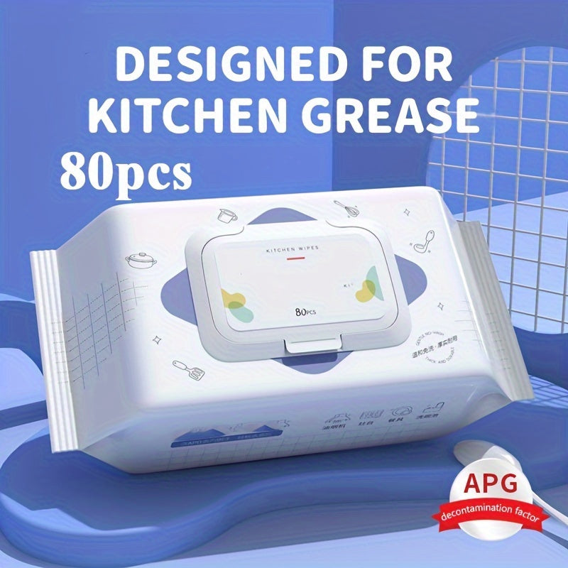 Kitchen Grease Cleaning Wipes, 80-Count Pack, Oil Stain Remover for Appliances & Surfaces, No Electricity Needed – APG Decontamination, Multi-Scene Use: Bedroom, Outdoor, Toilet, Kitchen, Car