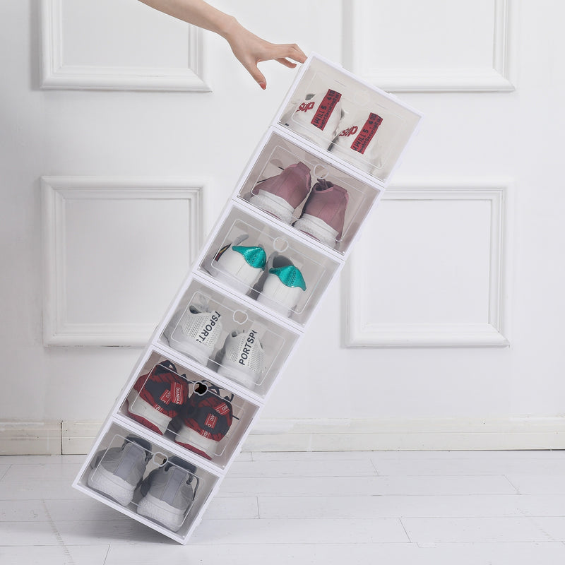 10pcs Stackable Shoe Organizer Boxes with Lids - Durable Plastic, Waterproof, Multi-Functional Storage for Shoes & Accessories