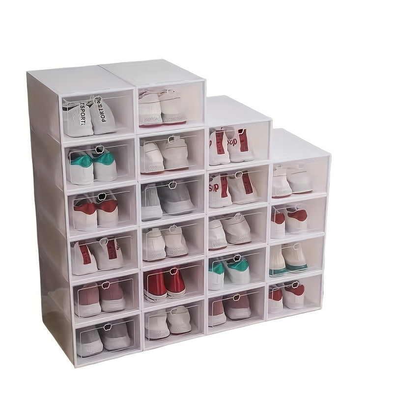 10pcs Stackable Shoe Organizer Boxes with Lids - Durable Plastic, Waterproof, Multi-Functional Storage for Shoes & Accessories
