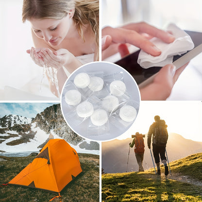 Paquete de 100 toallas comprimidas, toallitas húmedas portátiles, toallas sanitarias, toallas para belleza y actividades al aire libre, fáciles de transportar para pequeños negocios y hoteles, pañuelos desechables comerciales.