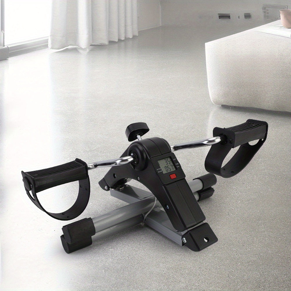 Stepper plegable para oficina en casa - Bicicleta de ejercicios compacta de hierro con pantalla digital, resistencia ajustable y funcionamiento manual para entrenamiento de piernas, rehabilitación y ejercicio muscular - Gris