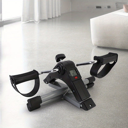 Stepper plegable para oficina en casa - Bicicleta de ejercicios compacta de hierro con pantalla digital, resistencia ajustable y funcionamiento manual para entrenamiento de piernas, rehabilitación y ejercicio muscular - Gris