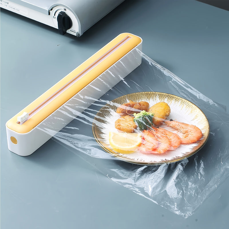 2-in-1 Kitchen Wrap Dispenser with Cutter - Refillable Plastic & Foil Organizer for Drawer, Durable ABS Material