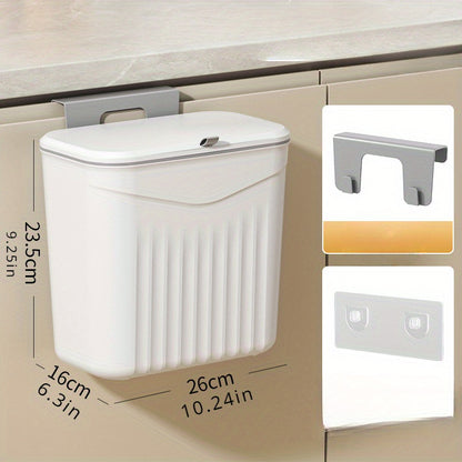 Papelera de pared blanca para cocina, fácil de limpiar y que ahorra espacio. Plástico duradero. Almacenamiento multifuncional.