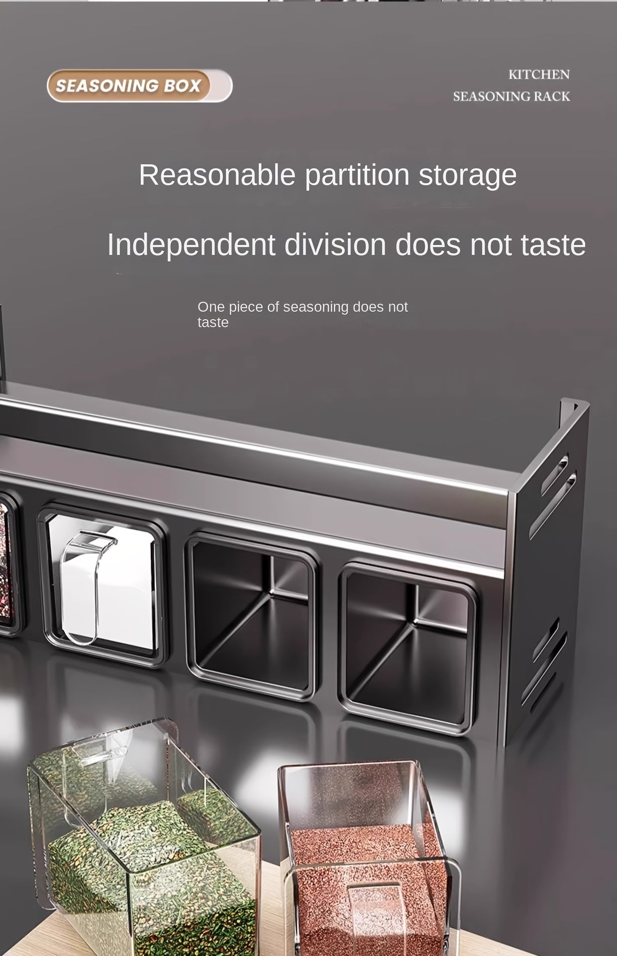 Wall-Mounted Spice Rack Organizer - Multi-Tier Metal Kitchen Rack with Storage Boxes and Jars, Easy-Clean Aluminum Stackable Can Shelf, Space-Saving Seasoning Holder with Tiered Shelves