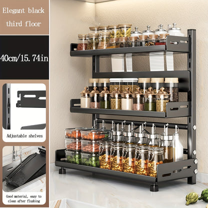 Especiero de acero de varios niveles LDQ: organizador de encimera resistente a la intemperie para cocinas de hogares y restaurantes