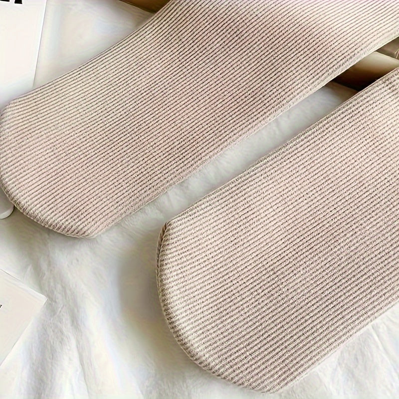 5 Pairs of Men's and Women's Warm Fleece Lined Winter Socks - Thick, Warm, Soft, Elastic, Odor Resistant, Solid Color, Polyester Blend, Knitted Fabric, Suitable for Yoga and Snow Boots