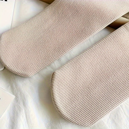 5 Pairs of Men's and Women's Warm Fleece Lined Winter Socks - Thick, Warm, Soft, Elastic, Odor Resistant, Solid Color, Polyester Blend, Knitted Fabric, Suitable for Yoga and Snow Boots