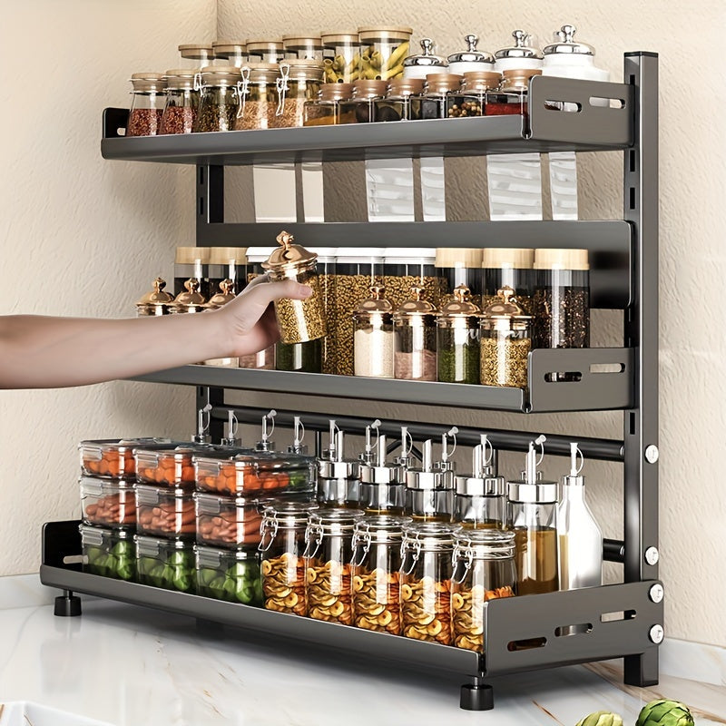 Especiero de acero de varios niveles LDQ: organizador de encimera resistente a la intemperie para cocinas de hogares y restaurantes
