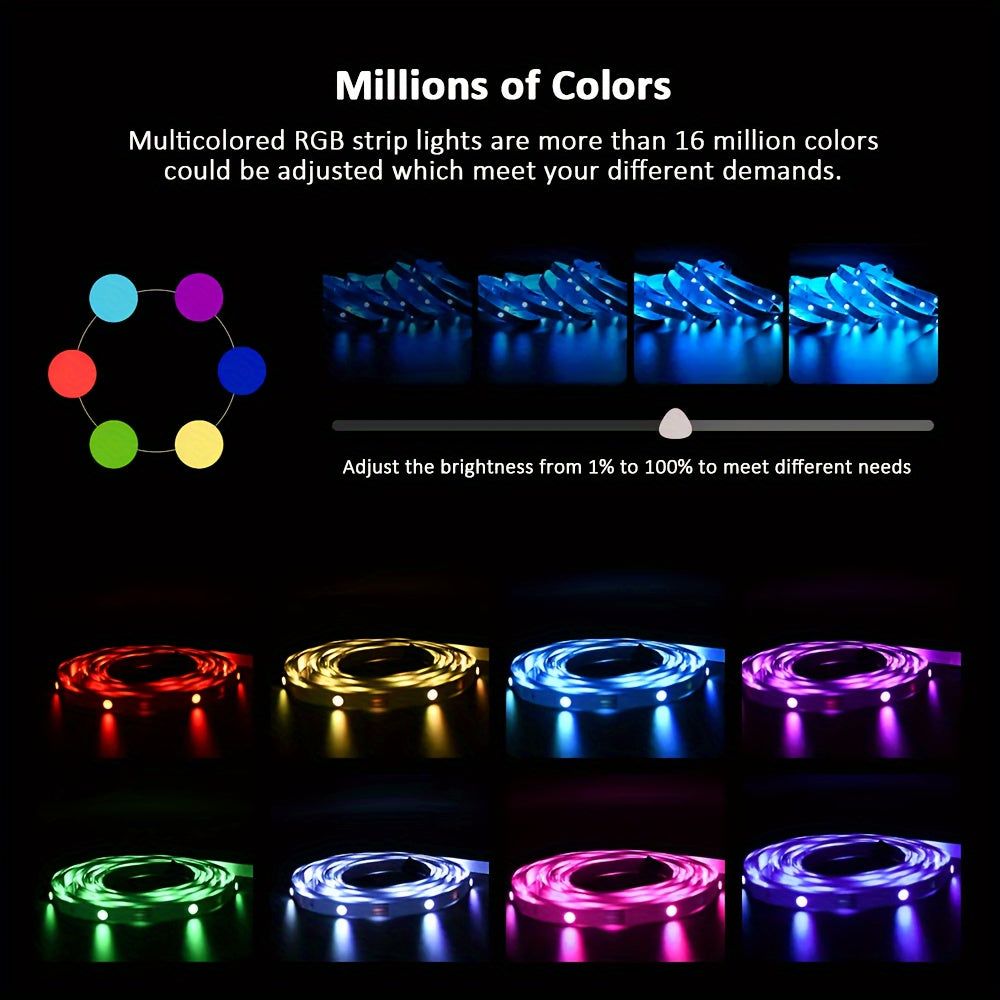 Tira de luces LED con control inalámbrico, iluminación RGB remota por infrarrojos, decoración para sala de estar, lámpara flexible, cadena decorativa