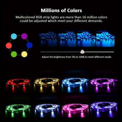 Tira de luces LED con control inalámbrico, iluminación RGB remota por infrarrojos, decoración para sala de estar, lámpara flexible, cadena decorativa