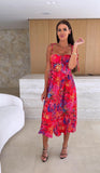 Summer Fashion Sleeveless Women Sling Dress Print Elegant Casual Long Party Evening Dress