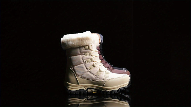 Women's Waterproof Insulated Snow Boots with Faux Fur Lining, Thick Rubber Sole, and Adjustable Laces for Winter Outdoor