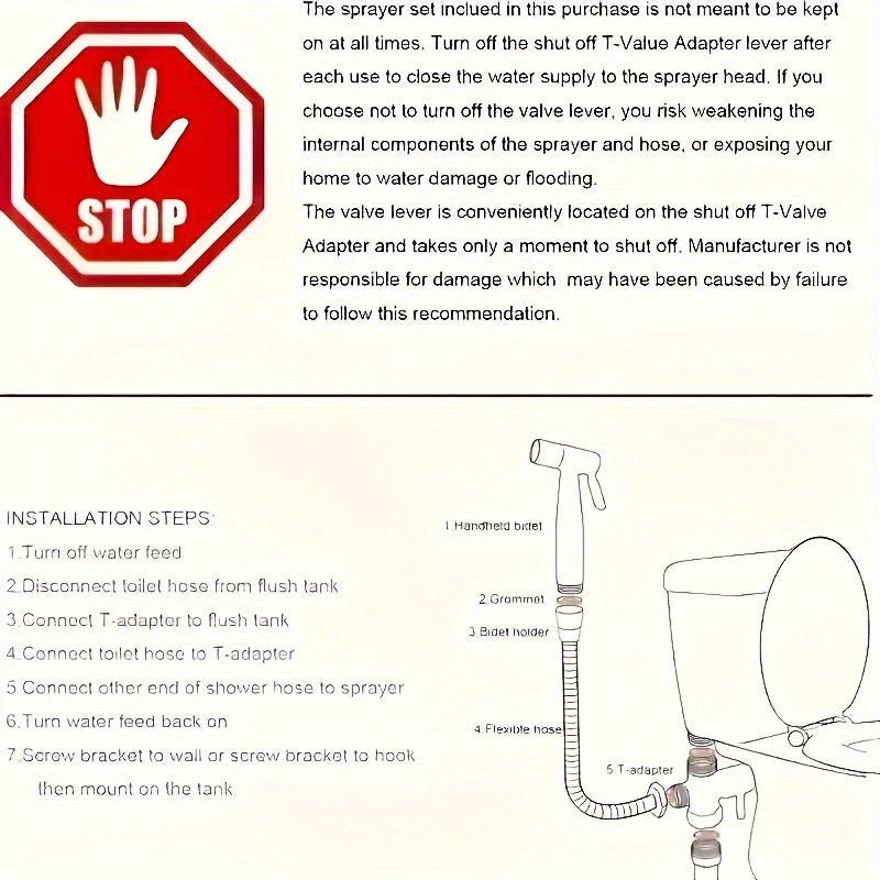 3-Piece Stainless Steel High-Pressure Shower Head Set with Handheld Bidet Sprayer & Tub Attachment - Contemporary Style, Diverter Control, Other Shape, Single-Hole Deck Mount - Enhanced Bathroom Cleaning Comfort