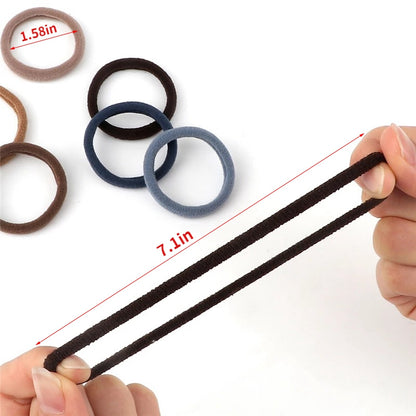 Juego de 50 bandas elásticas para el pelo para mujer, de 4 cm, de colores lisos y sencillos, accesorios para el cabello, coleteros.