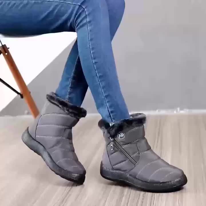 Nuevas botas de nieve cálidas de invierno para mujer, botas cálidas impermeables con cremallera lateral para mujer, botas de nieve para mujer