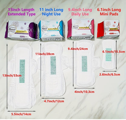 6-Pack Moloven Women'S Sanitary Napkins, 60/56pcs, Ultra-Thin Wings, Soft Comfort, Overnight Absorbent Menstrual Protection, Fragrance-Free, Disposable, Travel Size, Woven Fabric, Non-Woven Material, Pad Format