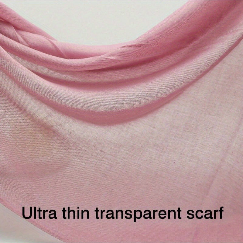 1pc Elegant and simple plain tassel long scarf with warm and versatile thin fabric, suitable for daily wear in all seasons, can also be used as a lady's air-conditioning shawl
