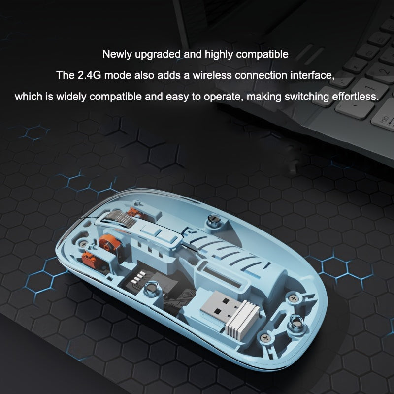 Wireless Mouse, Dual-Mode Mouse, Rechargeable Mouse, Low-Power And Long Battery Life, Comfortable Touch, Ergonomic Design, Streamlined Curved Surface Design Closely Attached To The Palm, Suitable For Gaming, Office And Entert