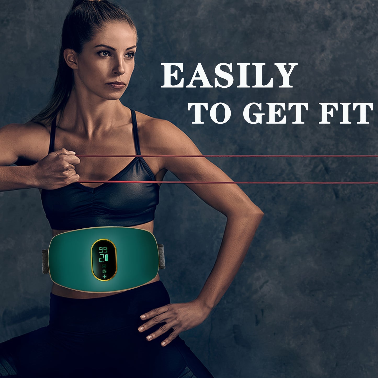 Cinturón de masaje multifuncional, equipo de fitness de cuerpo completo recargable por USB, fabricado con plástico sin fragancia, con una batería de litio de 250 mAh, diseñado para hacer ejercicio y masajes.