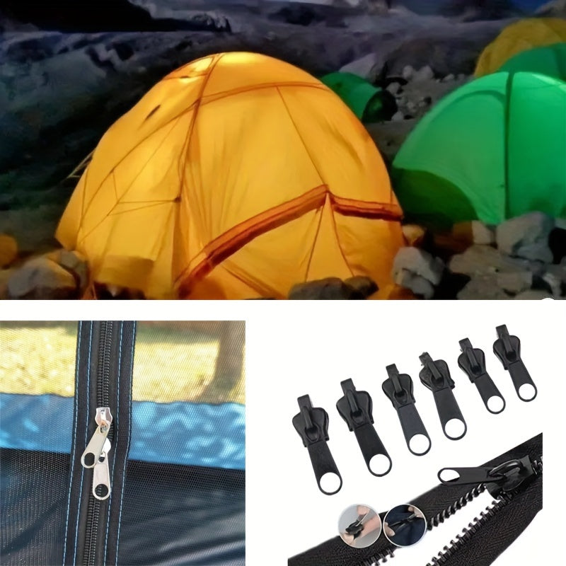3/6/12pcs Instant Zipper Repair Kit, with Universal Design and Multiple Sizes, Portable Fast Repair Buckle, Replace Zipper, Suitable for Luggage and Clothing, Black