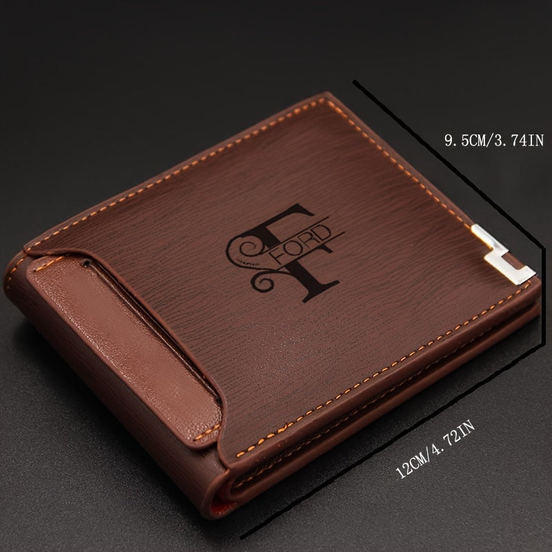 Personalized Men's Faux Leather Wallet - Engraved Initials & Name, UV Laser Customization, Perfect for Dad or Son on Birthday, Anniversary, Father's Day, Christmas | GAJING Dark Brown