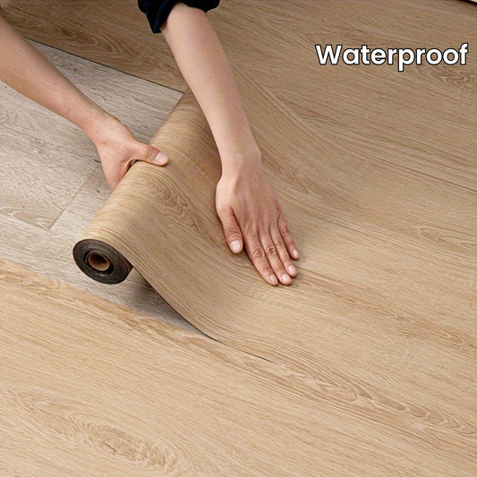 1 Roll DIY 3D Vintage Wood Grain Self-Adhesive Anti-Slip Floor Sticker, Waterproof Peel and Stick Removable Wallpaper, Oil-Proof Kitchen Tile Sticker, Home Decoration