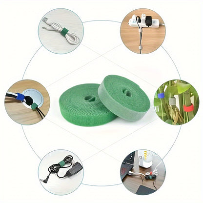 300cm Black Nylon Cable Organizer Roll - Versatile Cord Management for Travel, Outdoor &amp; Home Use with Hook and Loop Fastening Straps