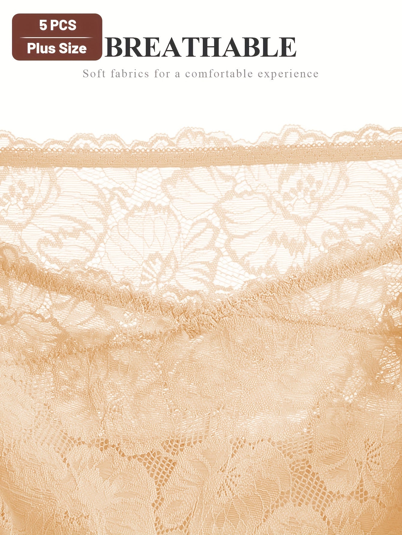 5-Pack MEIYATING Plus Size High-Waisted Tummy Control Briefs, Elegant Cotton Lace-Trimmed Floral Pattern, Medium Stretch Knit Fabric, Full Coverage Underwear for Women