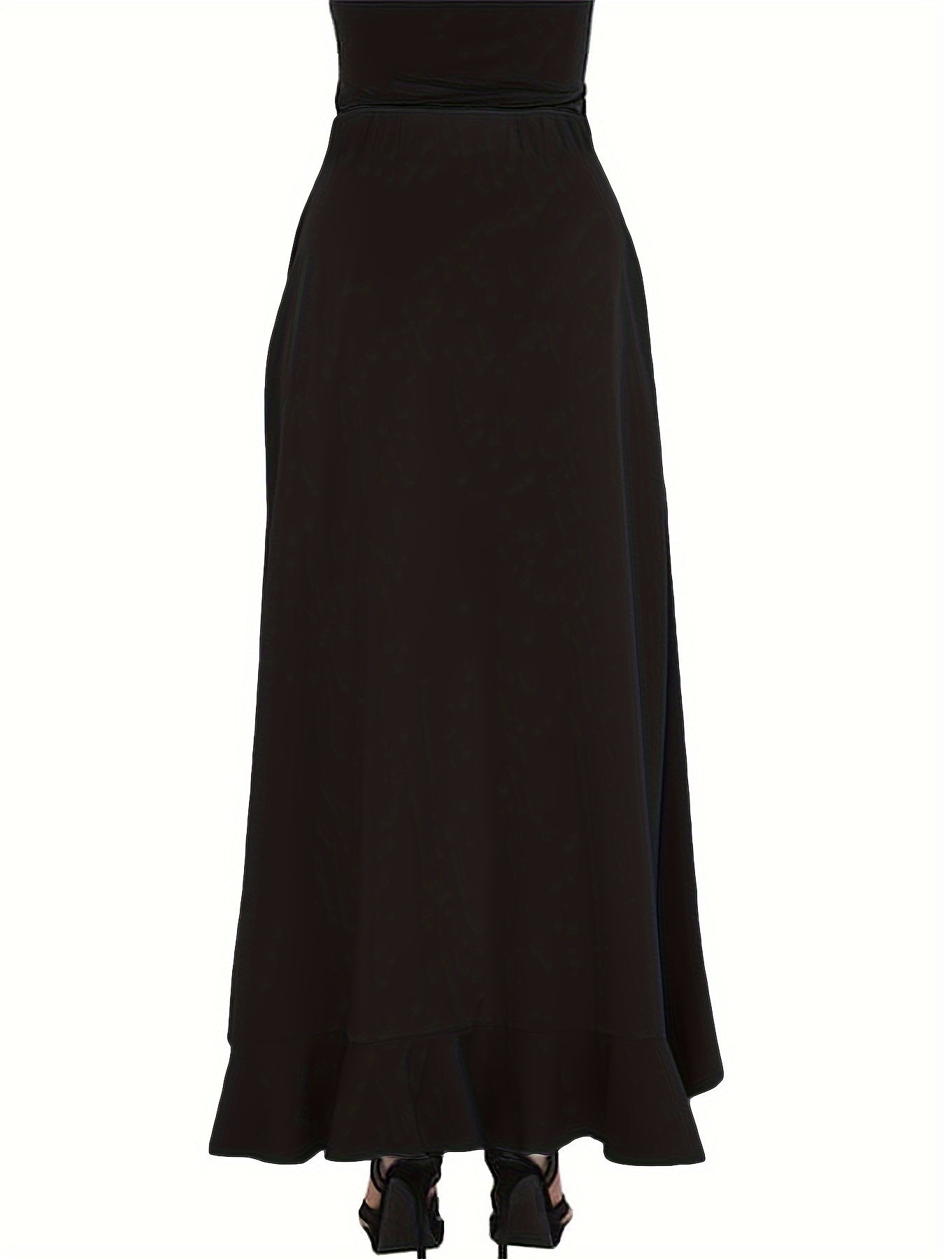 Plus Size Bow Tie Front Pants, Elegant Solid Asymmetrical Wide Leg Skirted Pants, Women's Plus Size Clothing