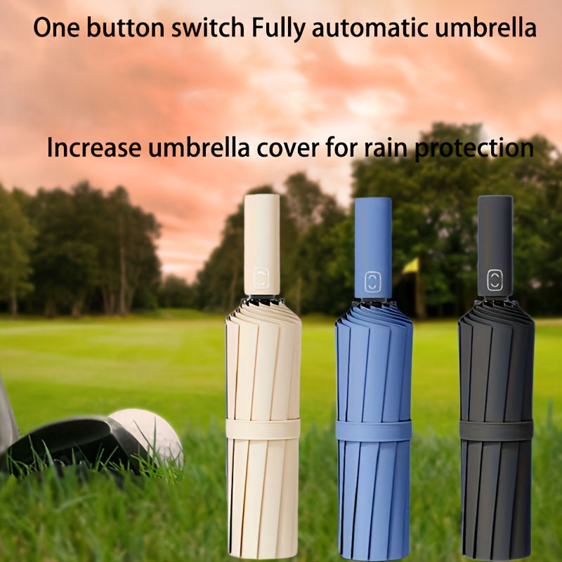 1pc Golf Umbrella With 24 Ribs, Automatic Opening, Sturdy And Wind-resistant For Outdoor Use, Suitable For Both Men And Women To Protect Against Sun And Rain