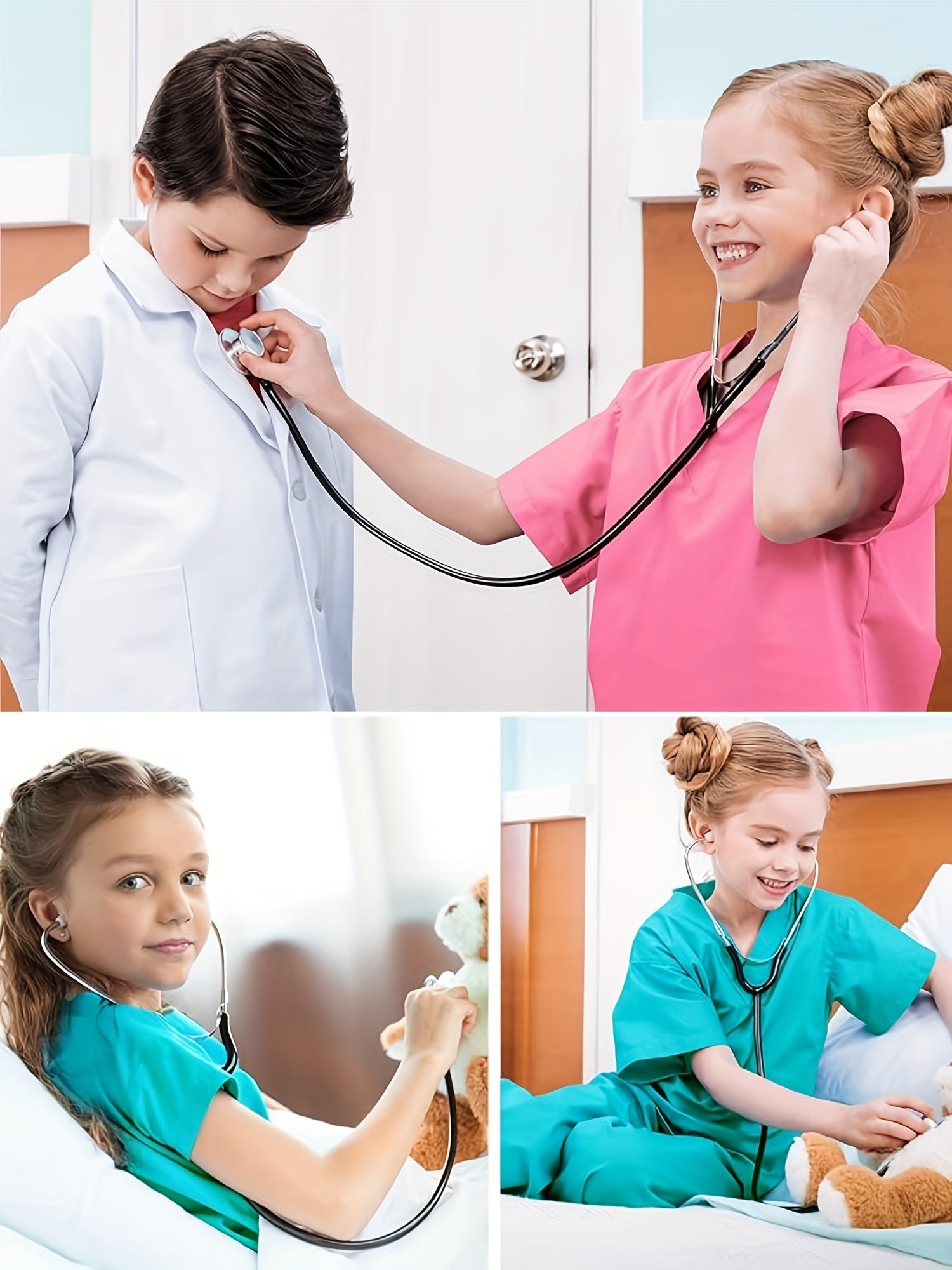 Conjunto de 6 trajes de médico de imitación para niño, camiseta de manga corta, pantalones y accesorios, ideal para Halloween, fiestas de cumpleaños, presentaciones escolares y como regalo.