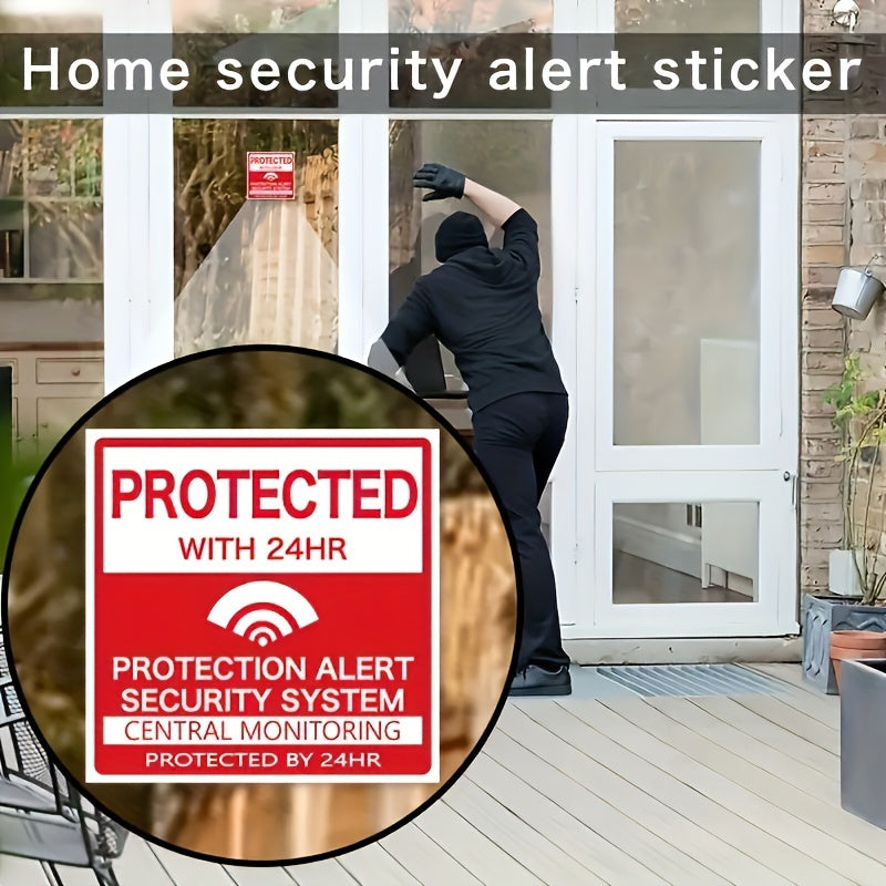 5-Pack Home Security Alarm Warning Stickers, 24-Hour Protection Alert Decals, Central Monitoring System Signs for Doors and Windows, Office and Home Decor Paper Labels