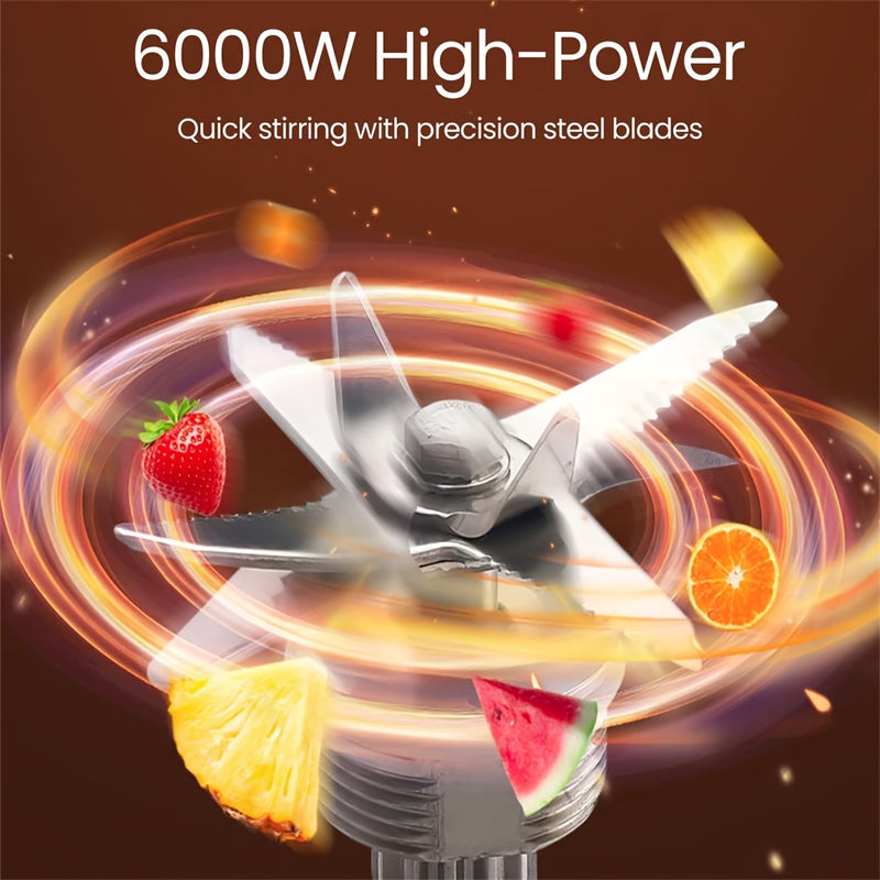 Powerful Blender with 6000W, Mixer, Juicer, Ice Crusher, Tabletop Mixer, 2.5L Container, Food Processor, Household Two-In-One Broken Wall Machine, Crushed Ice Processor.