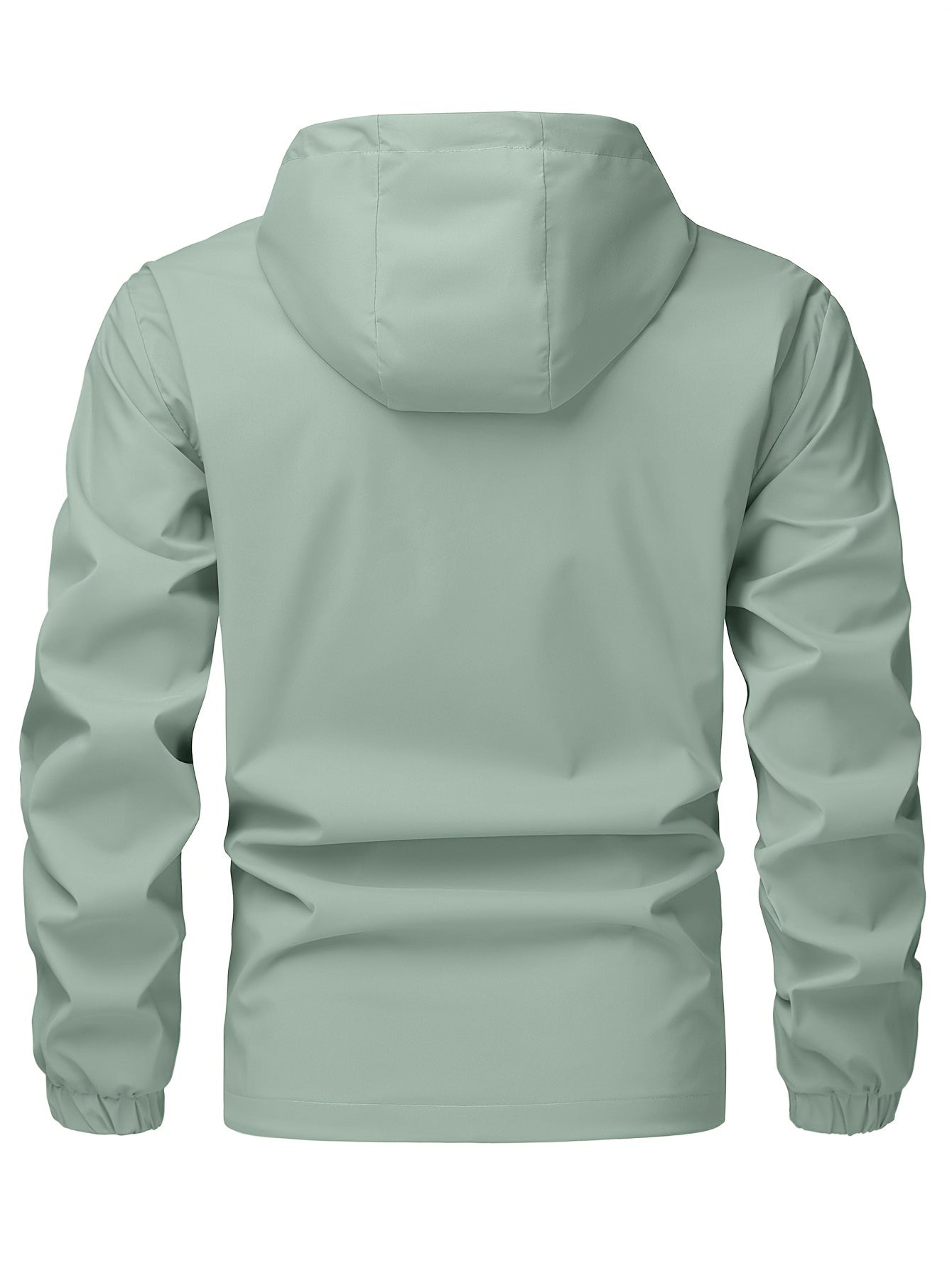 Chaqueta cortavientos de color liso con capucha para hombre, abrigo impermeable informal, ropa de exterior para primavera y otoño.