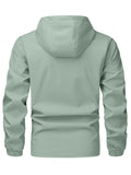 Men's Hooded Solid Color Windbreaker Jacket, Casual Waterproof Coat Spring And Autumn Outdoor Clothes
