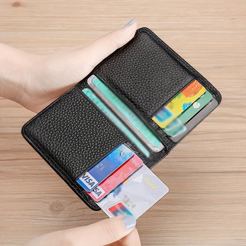 PU Leather Passport Cover Wallet - Slim Basic Design, Foldable, Portable, Comfortable Grip, Multiple Card Slots, Daily Commute Essentials, Elegant & Durable Open Card Holder