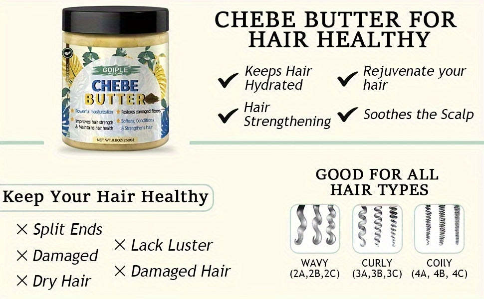 [Popular Choice] Goiple African Chebe Hair Butter - 8.8oz | Long-Lasting Moisture & Softness, Natural Chebe Powder Extract for Enhanced Texture & Scalp Health, Goiple