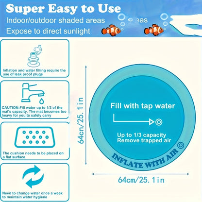 [Gentle Care] Colorful Interactive Cat Play Mat with Floating Fish - Durable, Splash-Proof PVC Water Pad, Alphabet & Marine Life Design, Ideal for Indoor Cats, Boredom Relief Kick Toy, No Batteries Required, Cat Toys