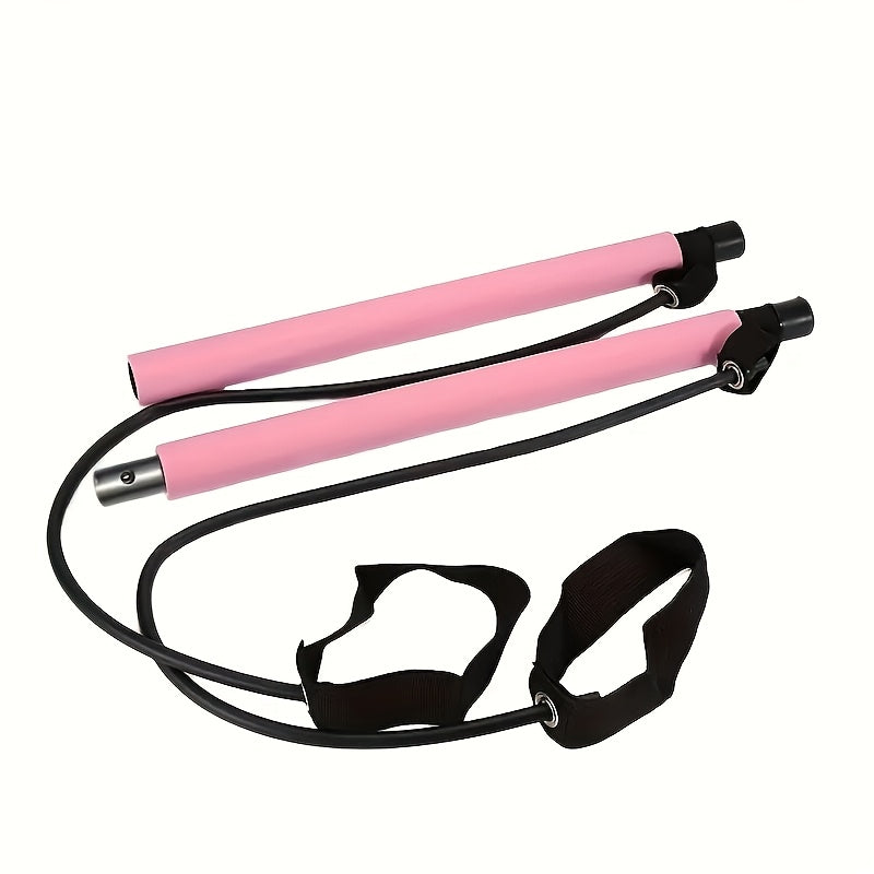 1pc Purple Pilates Bar Kit with Adjustable Resistance Band - Stainless Steel Exercise Stick for Men & Women - Perfect for Home Gym, Yoga, Squats, & Body Shaping - Lightweight & Easy to Assemble, Gym Accessories