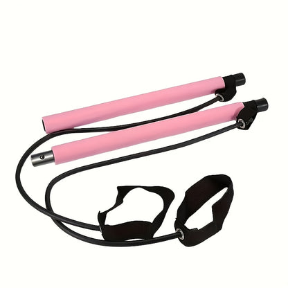 1pc Purple Pilates Bar Kit with Adjustable Resistance Band - Stainless Steel Exercise Stick for Men & Women - Perfect for Home Gym, Yoga, Squats, & Body Shaping - Lightweight & Easy to Assemble, Gym Accessories